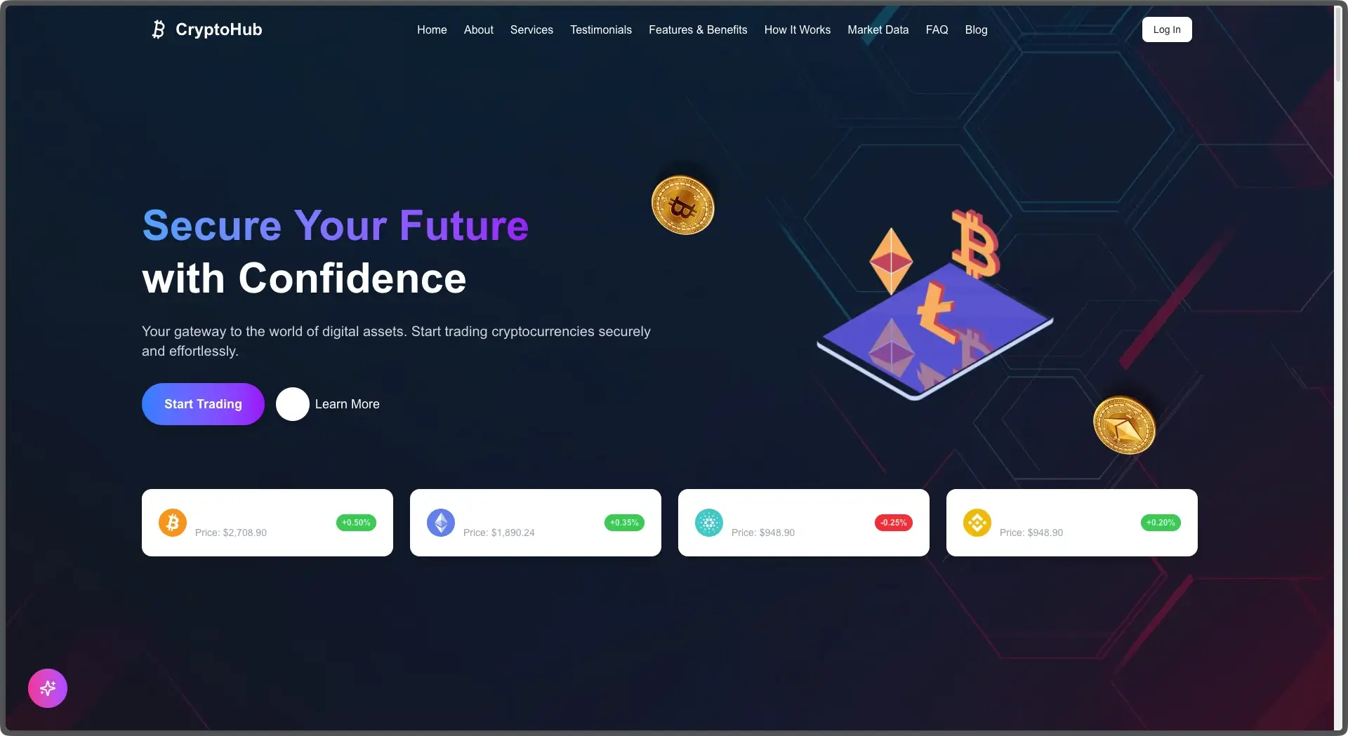 CraftFlow NextJS Cryptocurrency Template - main view