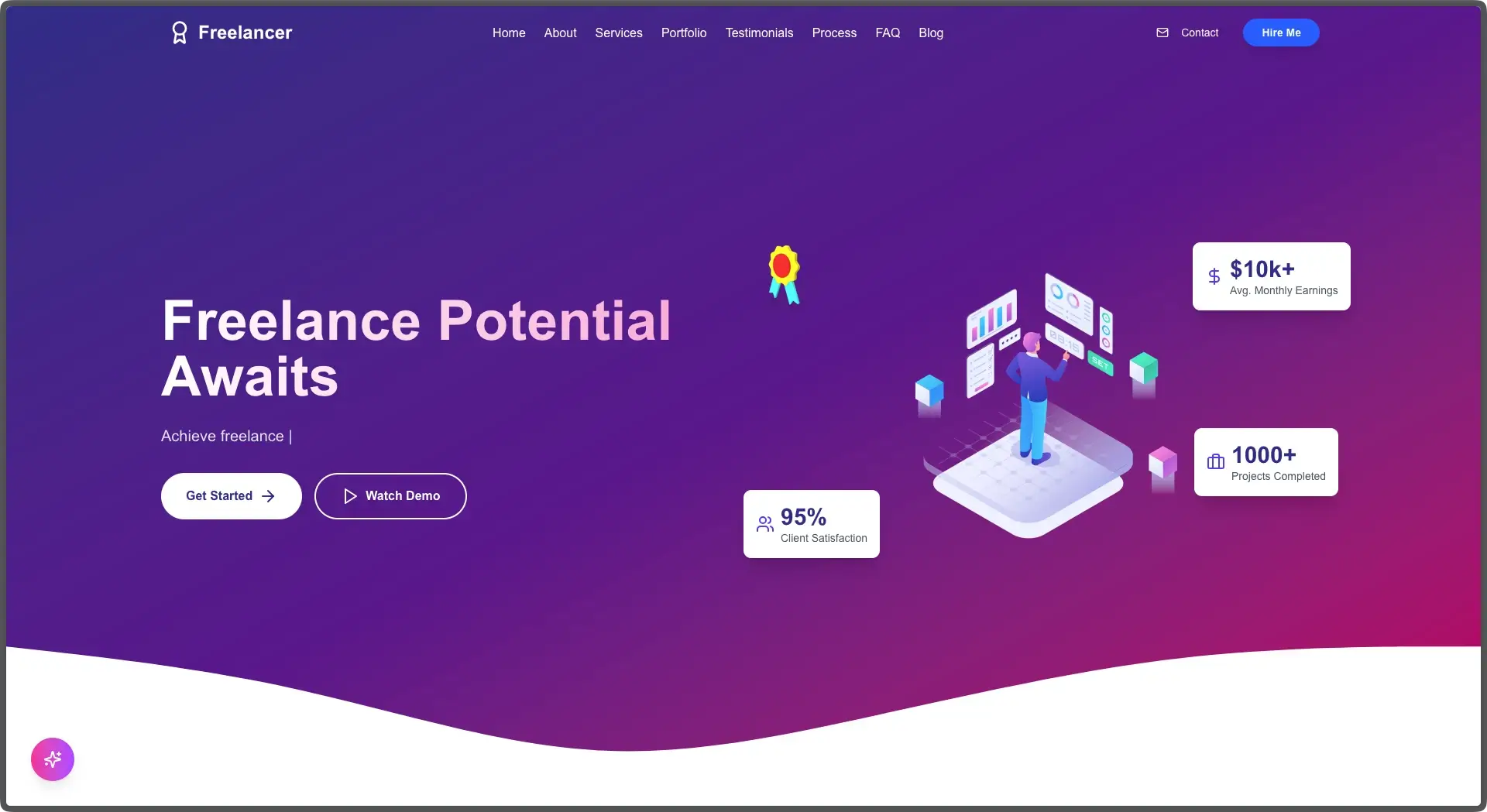 CraftFlow NextJS Freelancer Template - main view